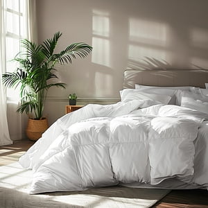 Serta Goose Feather Down Fiber Cotton Comforter Twin Size - 100% Cotton Duvet Insert - Hotel Luxury Hypoallergenic Bedding Comforter Extra Warmth 68 x 90 Inch White