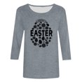thumbnail image 4 of RKSTN Hauts Grande Taille pour Femmes Œufs de Pâques Mignons Imprimés Lapin Coupe Ample Col Rond Manches 3/4 Printemps Été Blouse Douce, 4 of 4