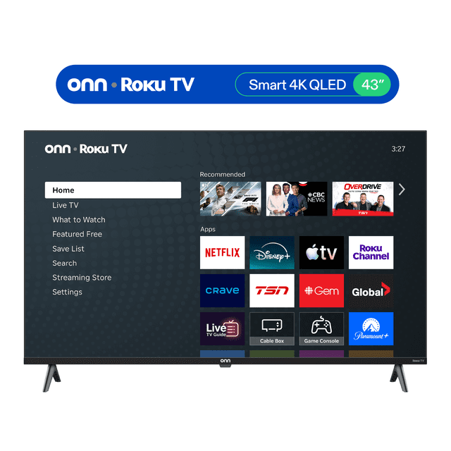 onn 43” QLED 4K UHD Smart Roku TV