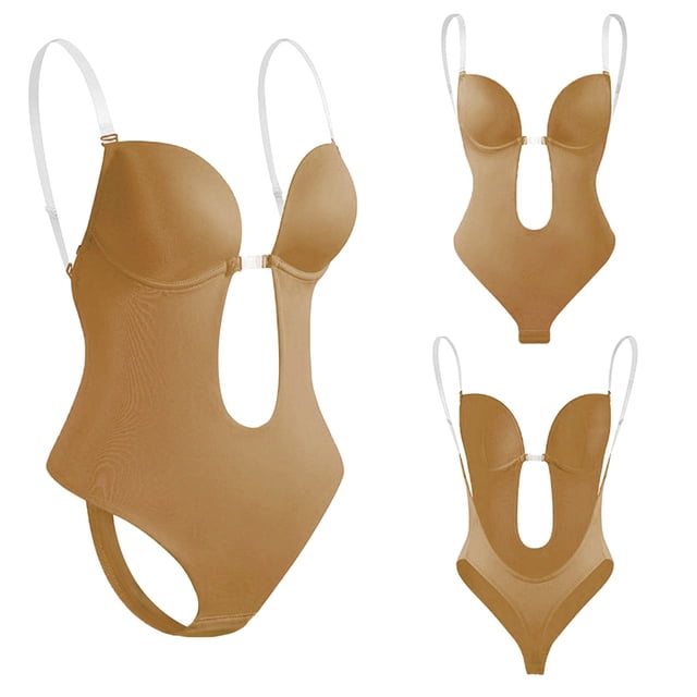 Clearance Sale 2025 Shapers Shapewear For Women Plus Size Backless Built In Bra Body Shaper Seamless With Open Crotch