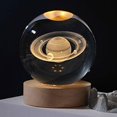 thumbnail image 4 of GROWTH TANK 3D Crystal Ball Night Lamp Bedside Lamp Astronomy Night Lamp with Base LED Light Satum, 4 of 9