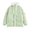 thumbnail image 1 of Styesk Jackets for Men Zipper Up Warm Jackets Outdoor Plus Size Work Coats Hooded Color Block Puffer Jacket Casual Comfy Wind Breaker Jackets with Pockets, 1 of 8