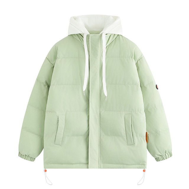 Styesk Jackets for Men Zipper Up Warm Jackets Outdoor Plus Size Work Coats Hooded Color Block Puffer Jacket Casual Comfy Wind Breaker Jackets with Pockets