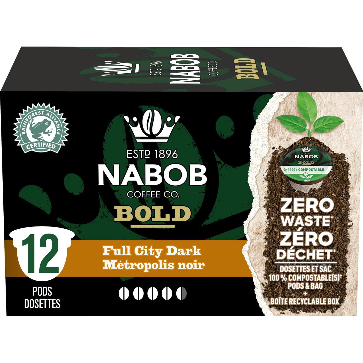 Nabob Full City Dark Coffee 100% Compostable Pods