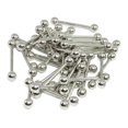 thumbnail image 1 of BodyJewelryOnline 20 Pack 14 Gauge Barbells Tongue Rings Surgical Steel with 6mm End Ball Men Women, 1 of 6