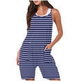 thumbnail image 2 of FAIWAD Rompers for Women Summer Casual Short Jumpsuits Overalls with Pockets 2024 Striped Jumpers, 2 of 5