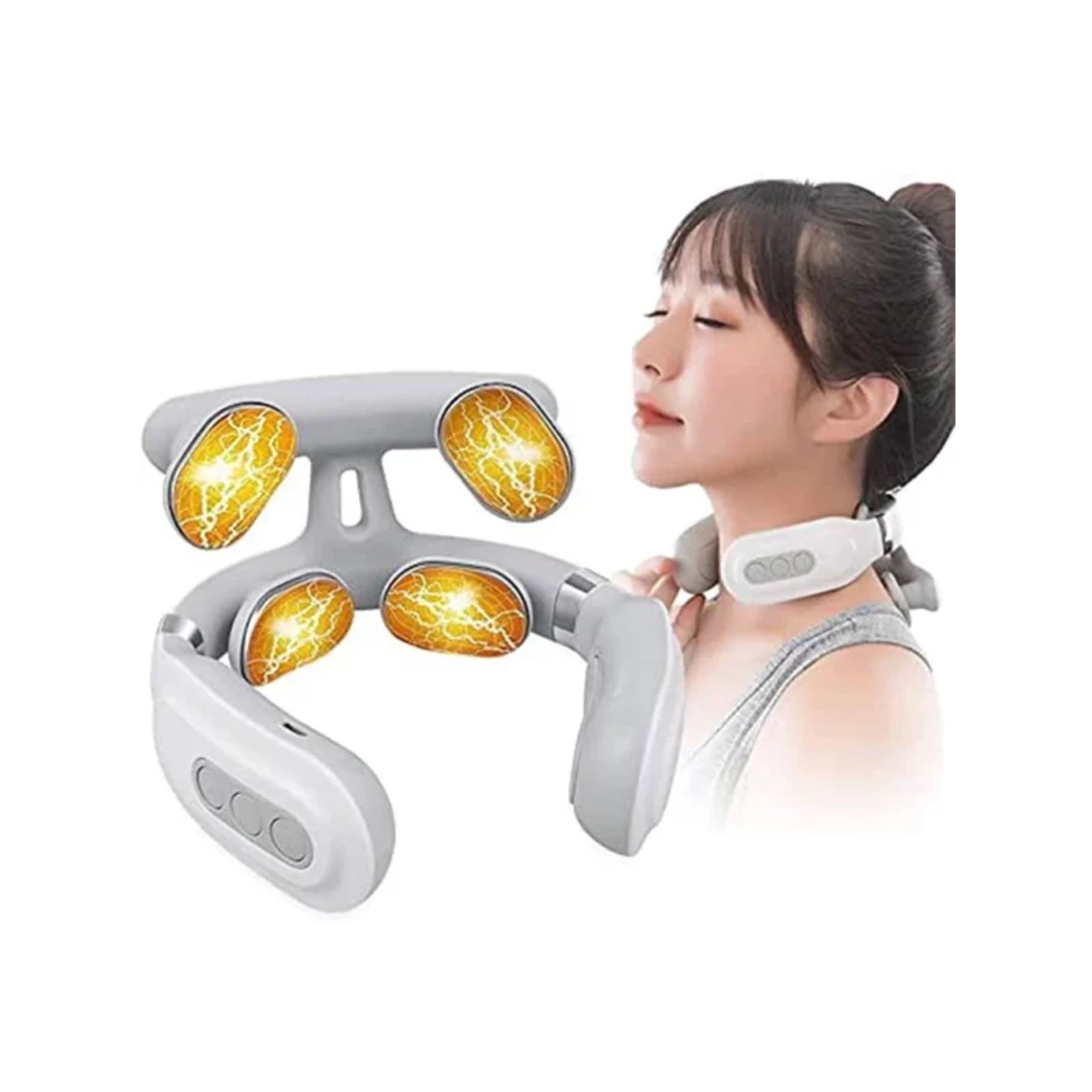 Ultimate 4-Head Neck Massager With Heat And Therapy, Xinsrenus Deep Tissue Shiatsu Massager, Portable Electric Neck Massager For Pain Relief Muscle Relaxation At Home Office Travel
