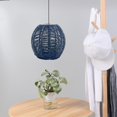 thumbnail image 3 of Abat-jour de Lampe Suspendue Style Rétro Luminaire Abat-Jour en Rotin pour Salon Rond Bleu, 3 of 8