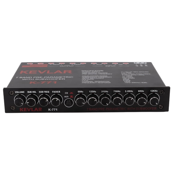 Car Audio Graphic Equalizer, 7-Band Graphic EQ Universal High Level Input Variable Gain Adjustment For Stereo System