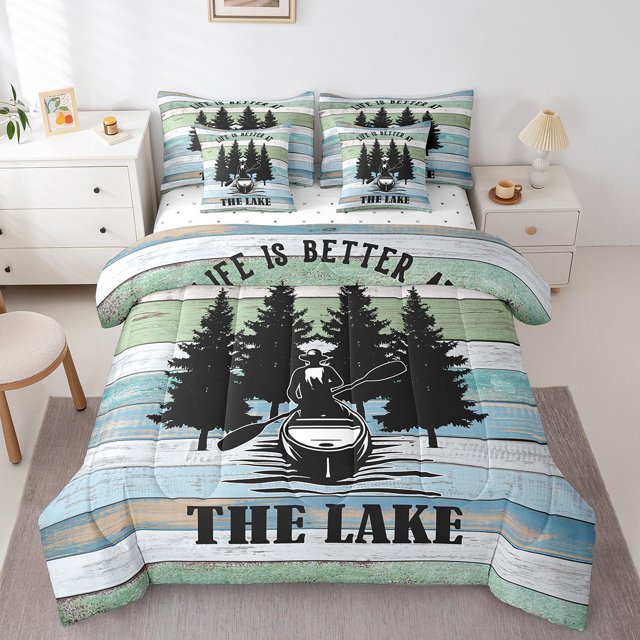 YST Lake House Comforter Set with Sheets 7Pcs Rustic Farmhouse Comforter, King Size (1 Count)