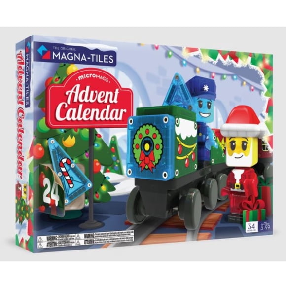 Calendrier de l'Avent MAGNA-TILES Remis à Neuf, Ensemble de Construction Magnétique de 34 Pcs, la Marque de Construction Magnétique Originale - Matériau : Acrylonitrile Butadiène Styrène