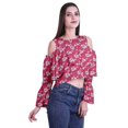 thumbnail image 3 of Moomaya Hauts à Épaules Dénudées Chemises pour Femmes Blouse Décontractée Imprimée Haut Court, 3 of 4