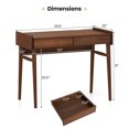 thumbnail image 3 of Costway Bamboo Writing Desk 39.5" Computer Study Desk with 2 Storage Drawers & Open Shelf, 3 of 10