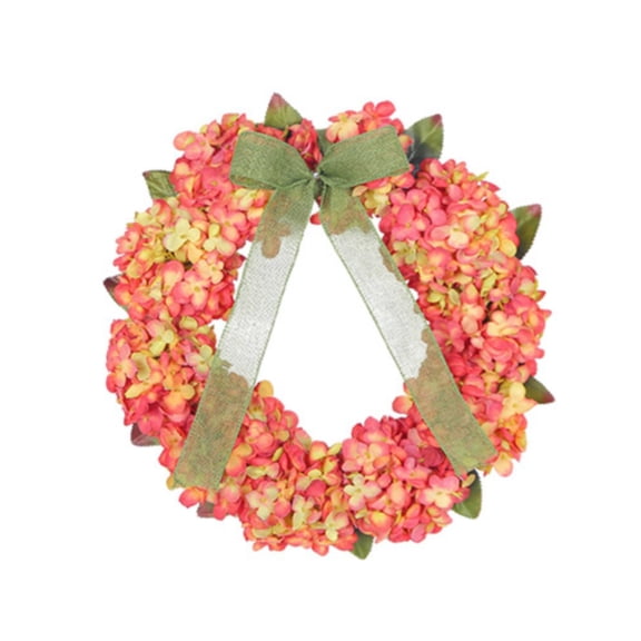 Clearance! Thanksgiving Fall Wreath Autumn Yellow Red Orange Leaves Wreath Holiday For Front Door Hanging Porch Home Window Wall Farmhouse Indoor Outdoor Yellow Red