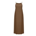 thumbnail image 5 of Penkiiy Robes Maxi pour Femmes 2024 Robe Longue à Bretelles Spaghetti Unie à Col Montant Sans Manches Robes d'Été Fendue à Bretelles Robe Fluide 2TG Brun, 5 of 5