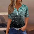 thumbnail image 1 of Qertyioot Blouses et Hauts pour Femmes Liquidation T-shirt Imprimé Mode Femme Manches Courtes Blouse Col Rond Hauts Décontractés, 1 of 5