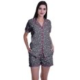 thumbnail image 1 of Moomaya Pyjama pour Femmes Imprimé, Ensemble Deux Pièces à Col Cranté avec Short, 1 of 6
