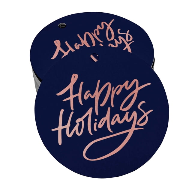 Inkdotpot Pack Of 50 Real Rose Gold Foil Paper Tags Happy Holiday Favor Hang Tags