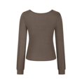 thumbnail image 4 of Timegard T-Shirts à Manches Longues pour Femmes Col Rond Hauts Décontractés Couleur Unie Confortables Basiques Blouses Tendance, 4 of 4