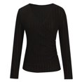 thumbnail image 4 of Simua Chandails à Manches Longues pour Femmes Mode Automne 2024 Col en V Profond Basiques Courts Ajustés Hauts Y2K, 4 of 6