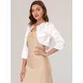 thumbnail image 2 of INSPIRE CHIC Boléro Cardigan en Satin Uni Élégant pour Femme, Ouvert à l'Avant, Manches 3/4, 2 of 5