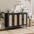 thumbnail image 4 of GloryStar Buffet Bahut, Armoire de Rangement d'Accent à 4 Portes en Rotin, Console de Café-Bar avec Prise de Courant, Tablettes Ajustables pour Salle à Manger, Cuisine, Couloir, Salon, 4 of 8