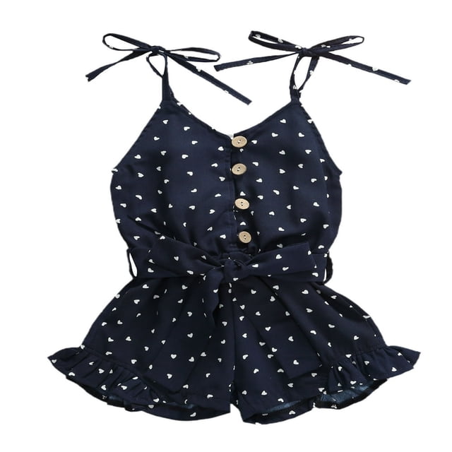 Enfants Bébé Filles Sans Manches Modèle de Coeur Combinaison Boutons d'Été Romper