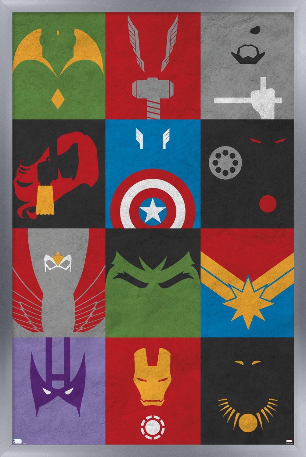 Marvel Comics - Avengers Minimalist Grid Wall Poster, 14.725" x 22.375" Framed