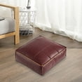 thumbnail image 4 of Housse de Pouf en Faux Cuir, Repose-Pieds Non Rembourré Résistant à l'Eau pour Rangement, 15.7"x15.7"x5.9", Coussin de Sol Durable de Style Marocain, Usage Intérieur Extérieur, Cuir Brun, 4 of 7