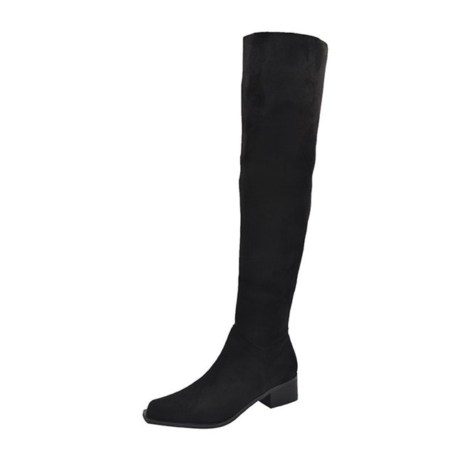 TIEVOSA Women's High Boots Stylish Pointed Toe RuffLED Knee High Fashion Boots Mid Heel Riding Boots for Casual Wear Design for All Seasons