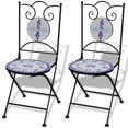 thumbnail image 5 of vidaXL 3 Piece Bistro Set Ceramic Tile Blue and White, 5 of 5