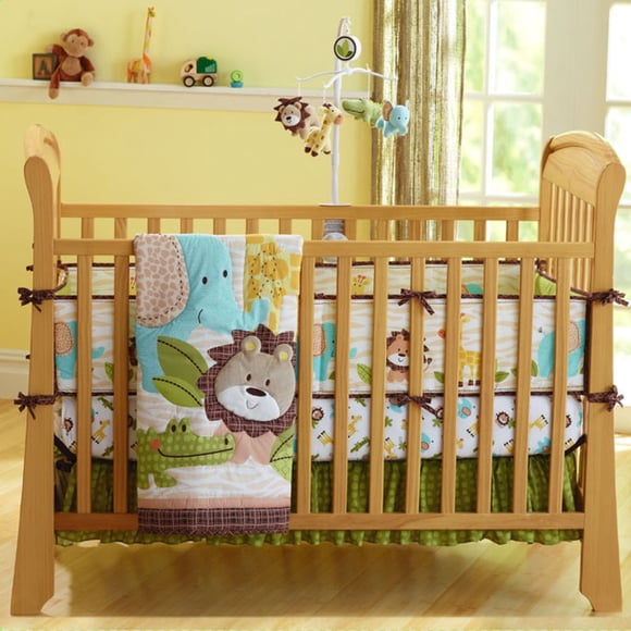 7Pcs Baby Bedding Crib Cot Quilt Set Nursery Bumper Sheet Dust Ruffle Blanket