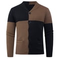 thumbnail image 4 of Lovzfmll Men's Color Block Knit Cardigan Notched Lapel Button Front Stretch Black, L, 4 of 5