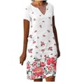 thumbnail image 2 of SMihono Robe d'Été Grande Taille pour Femmes 2023 Manches Courtes Robes Mode Fleurs Imprimées Taille Robe Soleil Col en V Longueur Genou, 2 of 5
