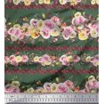 thumbnail image 2 of Soimoi Green Modal Satin Fabric Floral Panel Print Fabric by The Yard 42 Inch Wide, 2 of 5