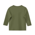 thumbnail image 4 of 2025 Chemises à Manches 3/4 pour Filles Mode Couleur Unie Col Rond Hauts Chemises Décontractées Vert Olive, 4 of 6