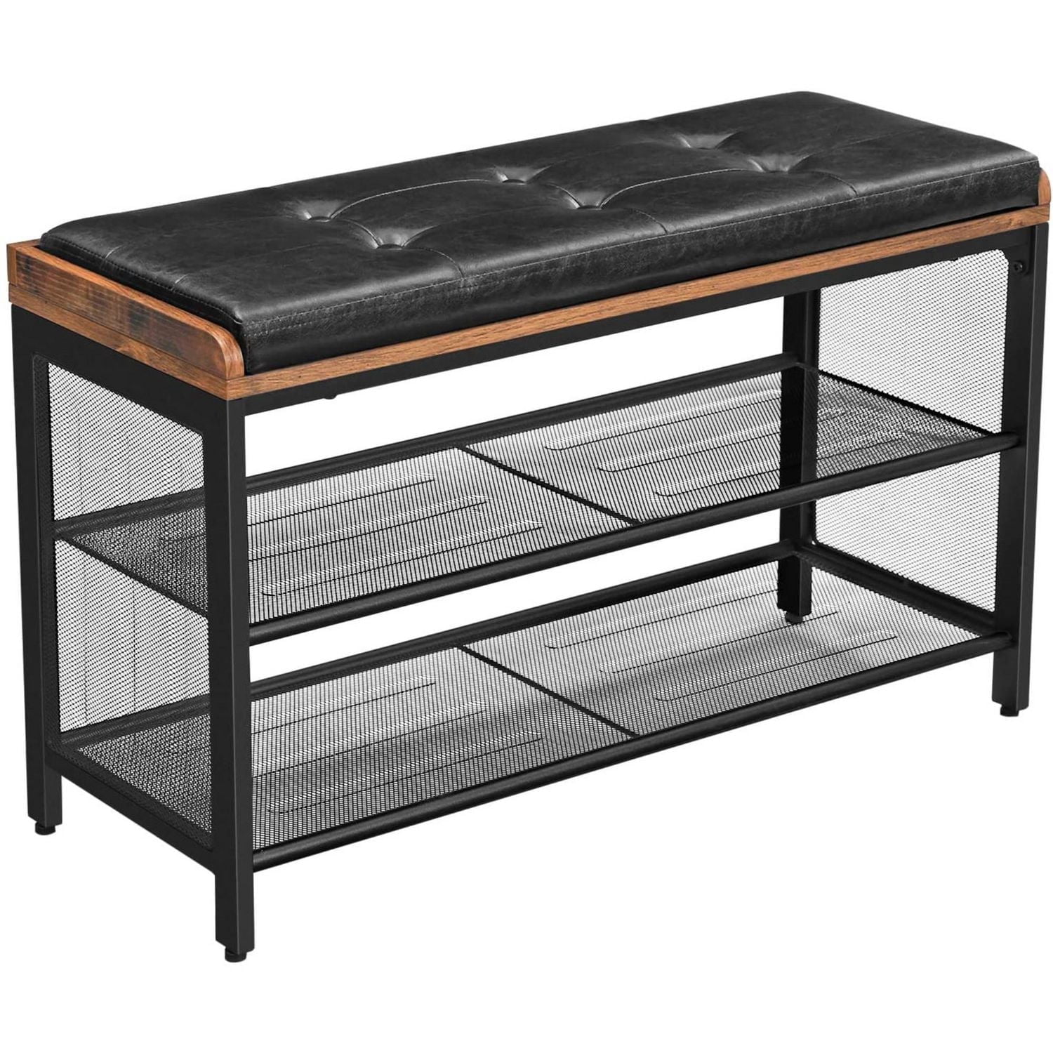 Boutique Home Shoe Rack Bench with Padded Faux Leather