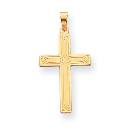 Pendentif Croix Solide en Or Jaune 14K