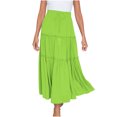 thumbnail image 2 of Fashion Women Solid Casual Ruched Ruffles Elastic Waist Skirt, Beach Style Solid Color Drawstring Waist Half Skirt, Comfortable and Stylish Ruffled Design, Lightweight Summer Wear, 2 of 6