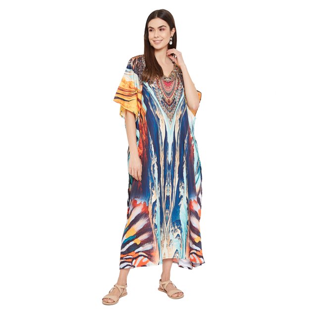 Oussum Caftan pour Femmes Robe Été Ample Décontractée Grande Taille Robe de Soirée Imprimée Caftan Long pour Dames Robes Élégantes en Ligne