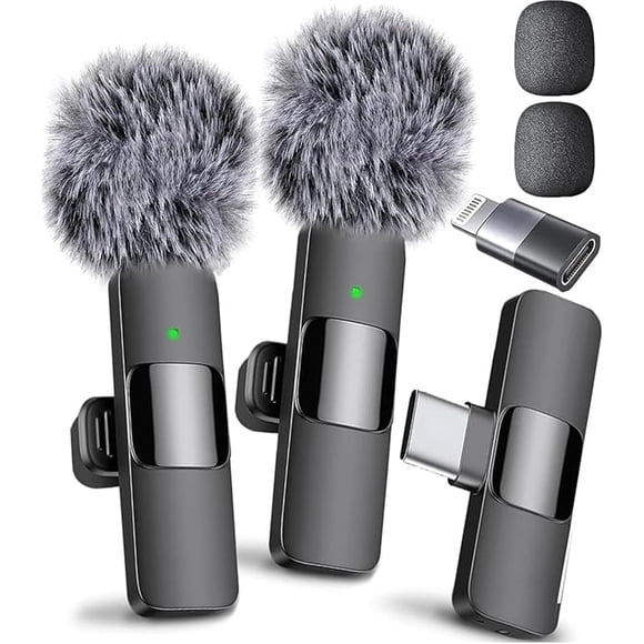 (Latest Model) - Professional Wireless Microphone for iPhone, iPad, Android, Lavalier Microphone for Video Recording - iPhone Mic Crystal Clear Recording with USB-C for Content Creators