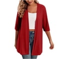 thumbnail image 1 of Timegard Cardigans for Women 1/2 Sleeve Open Front Lightweight Solid Color Casual Loose Jacket Tops, 1 of 7