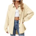 thumbnail image 2 of RXIRUCGD Mode Femme Couleur Unie Manches Longues Col à Revers, Beige, Taille : 2TG, 2 of 9