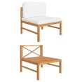 thumbnail image 1 of vidaXL Middle Sofa with Cream Cushions Solid Teak Wood, 1 of 5