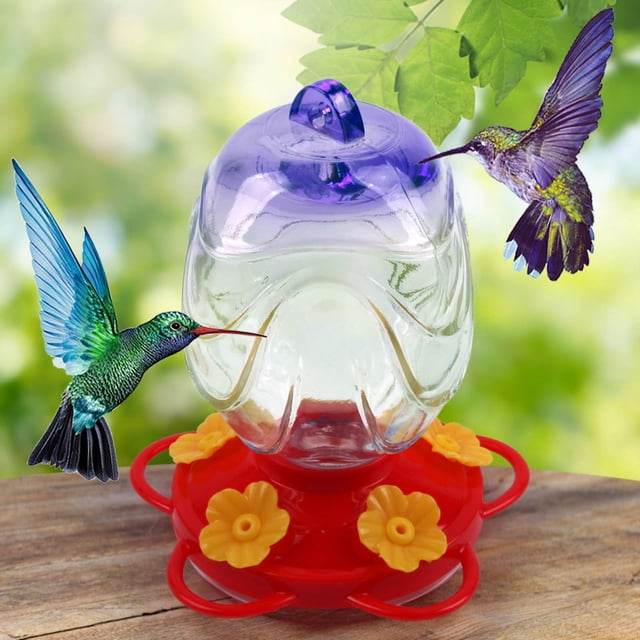 LSLJS Glass Feeder Stained Glass Hummingbird Feeder Bird Feeder Home Accessories