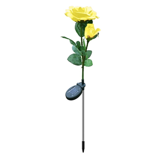 Solar Garden Lights Outdoor Rose-Shaped Double-Headed LED Stake Lights With Stainless Steel Base And IP65 Weatherproof Rating