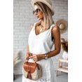 thumbnail image 4 of Women's White V Neck Knotted Shoulder Vest, 4 of 6