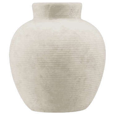 Bouclair Beige Horizontal Ribbed Ceramic Vase 14.3x15.7 cm