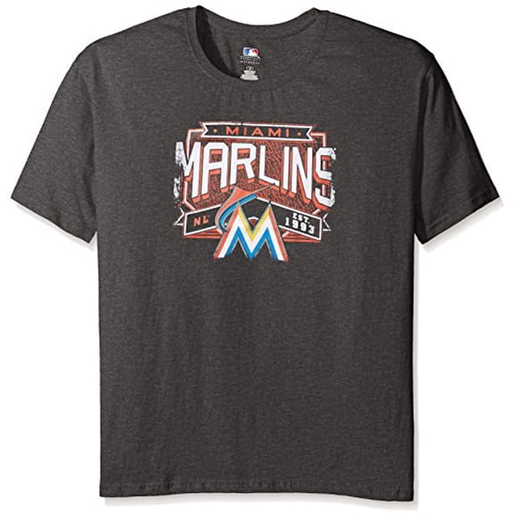 Profile Big & Tall MLB Miami Marlins Women's Team Short Sleeved Screen T-Shirt, 3X, Charcoal/Heather
