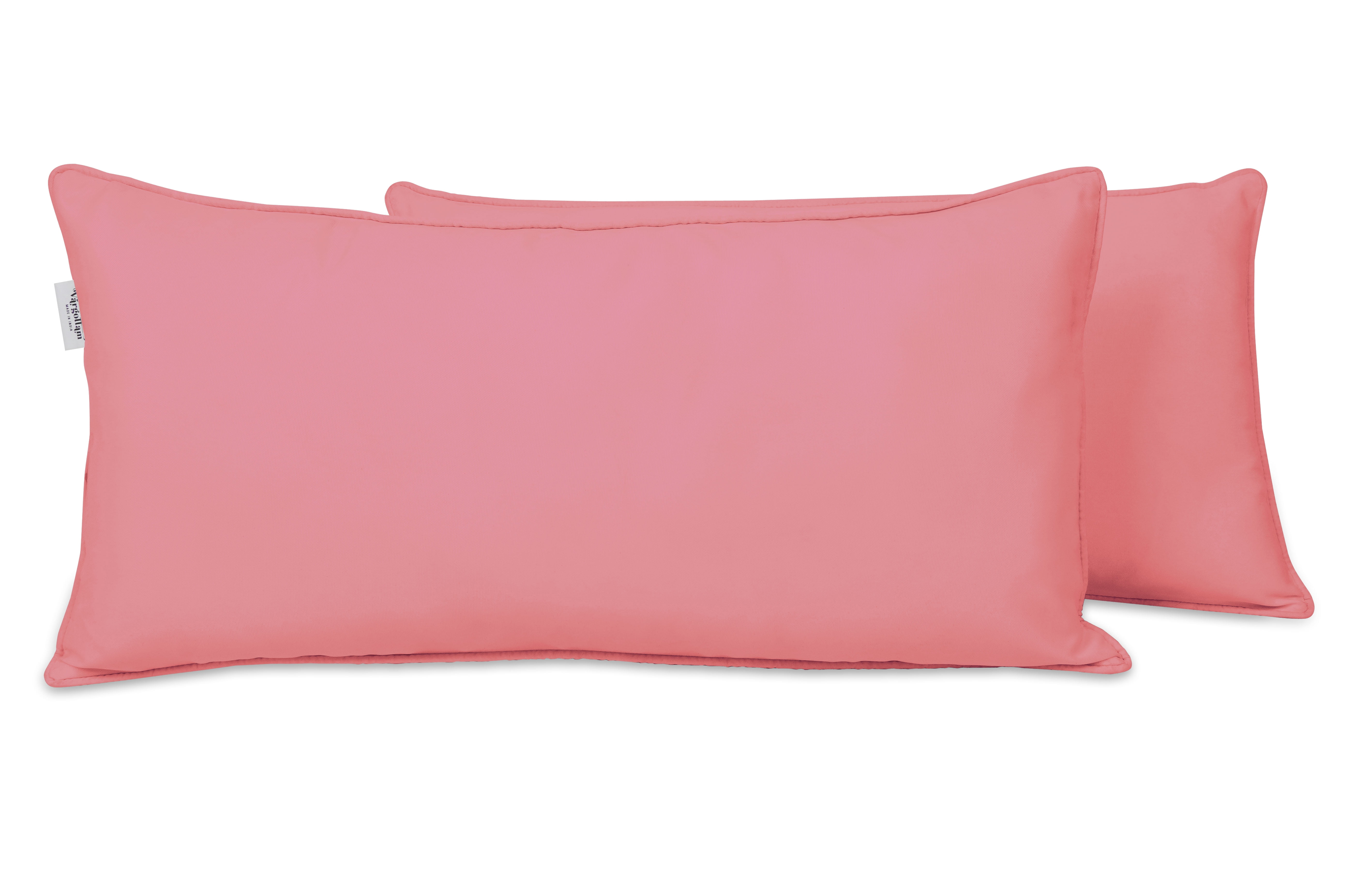 VargottamIndoor/OutdoorPolyester FabricLumbarPillowCover,All-Weather Waterproof Rectangular Cushion Case for Patio Furniture,12" x 20"Set of 2-Rose Pink